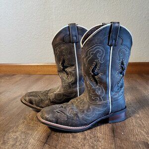 LAREDO Women's 5660 SPELLBOUND 11" Square Toe Western Boot, Blacktan, Size 10 M